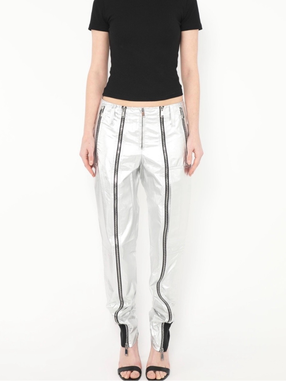 Women’s Paco Rabonne Metallic Zipper Pants BLACK FR 36/4
